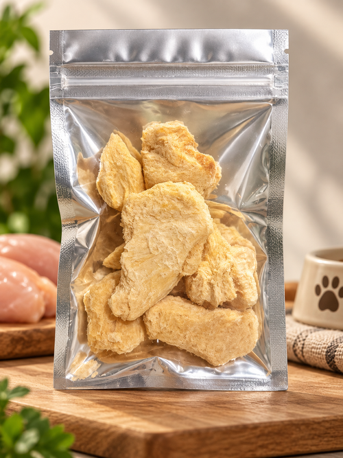 Premios de pechuga de pollo liofilizada para perros y gatos | 30 g por paquete